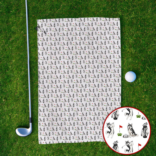 Funny Husky Golf Towel, Husky Sibir Pattern Golf Towels For Dog Lover, Golf Gift For Golfer