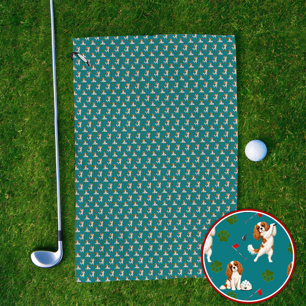 Crazy Cavalier King Charles Spaniel Golf Towel, Funny Cavalier Golf Towels, Golf Gift For Golfer
