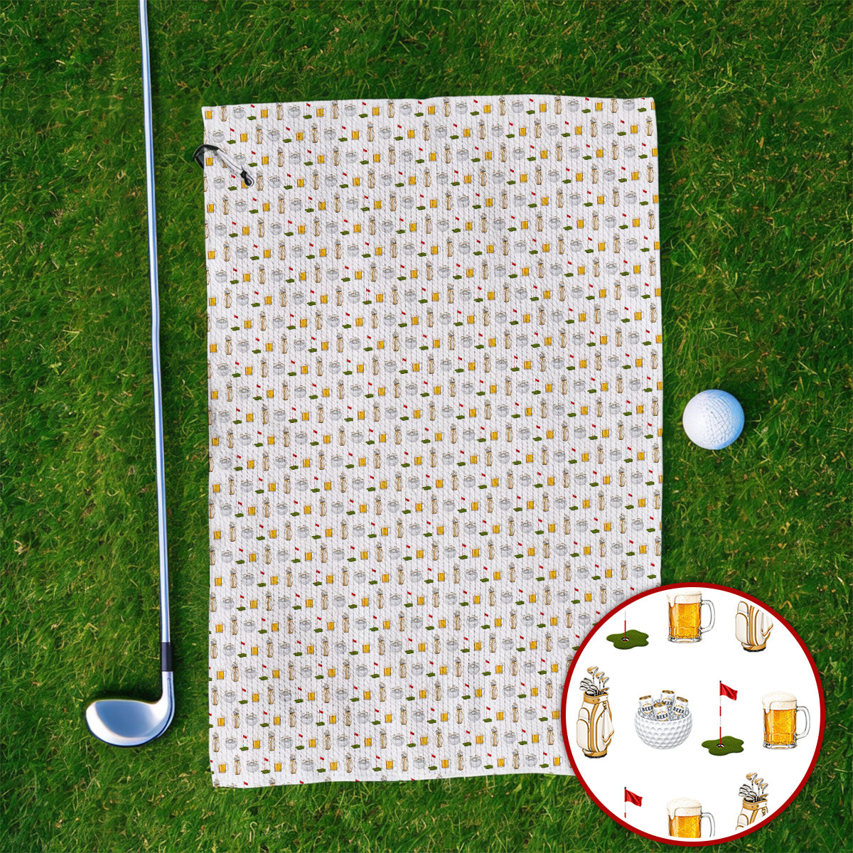 Crazy Beer Pattern Golf Towel, Beers Golf Towels, Golf Gift For Golfer