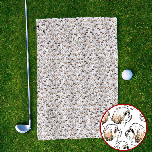 Shih Tzu Golf Towel, Cute Shih Tzu Pattern Golf Towel, Crazy Golf Gift For Dog Lover