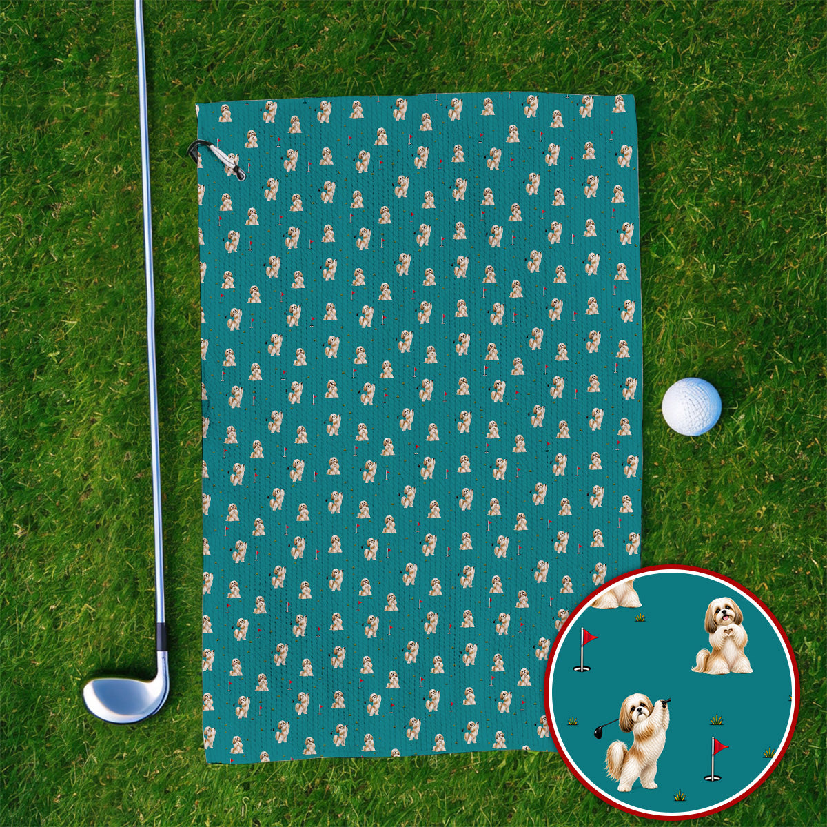 Funny Shih Tzu Golf Towel, Cute Shih Tzu Pattern Golf Towels, Golf Gift For Dog Lovers