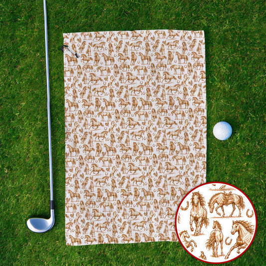 Vintage Horse Golf Towel, Horse Pattern Golf Towels for Equestrian Lovers, Western Horse Golf Gift for Golfers