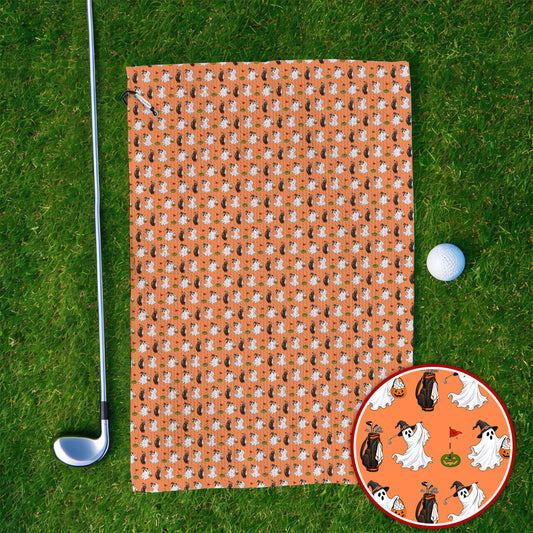 Cute Ghost Golf Towels, Halloween Pattern Golf Towel, Trick or Treat Golf Gift For Golfer
