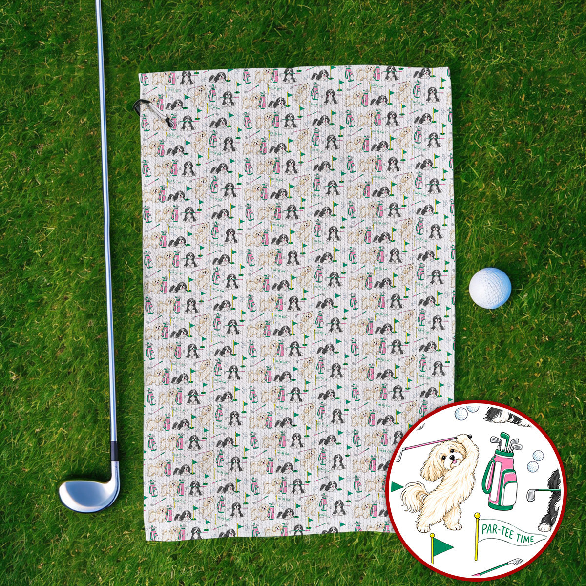 Havanese Pattern Golf Towels, Cute Havanese Golf Towel, Crazy Golf Gift for Golfer