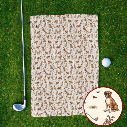 Boxer Autumn Golf Towel, Boxer Pattern Golf Towels for Dog Lovers, Crazy Golf Gift for Golfers
