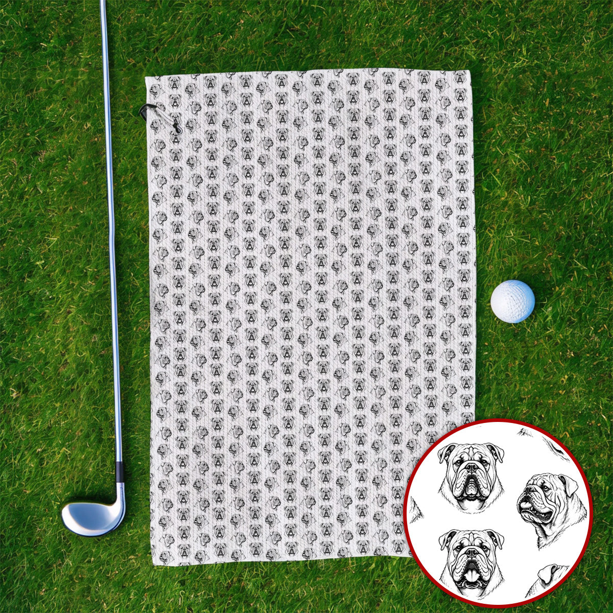English Bulldog Golf Pattern Towels, Bulldog Golf Towel, Crazy Golf Gift For Golfers