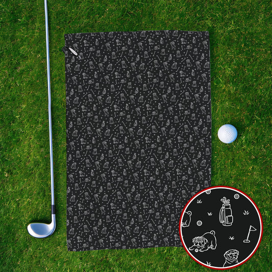 Crazy Pug Golf Towels, Pug Pattern Golf Towel For Dog Lovers, Golf Gift For Golfers
