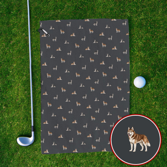 Funny Husky Sibir Golf Towel, Husky Pattern Golf Towels For Golfer, Golf Gift For Dog Lover
