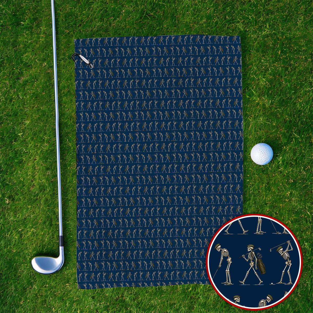 Skeleton Golf Towel, Vintage Skeleton Golf Pattern Towels, Crazy Golf Gift For Golfer