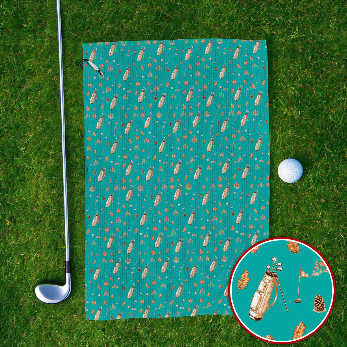 Vintage Squirrel Golf Towel, Autumn Golf Fall Pattern Towels, Golf Gift For Golfer
