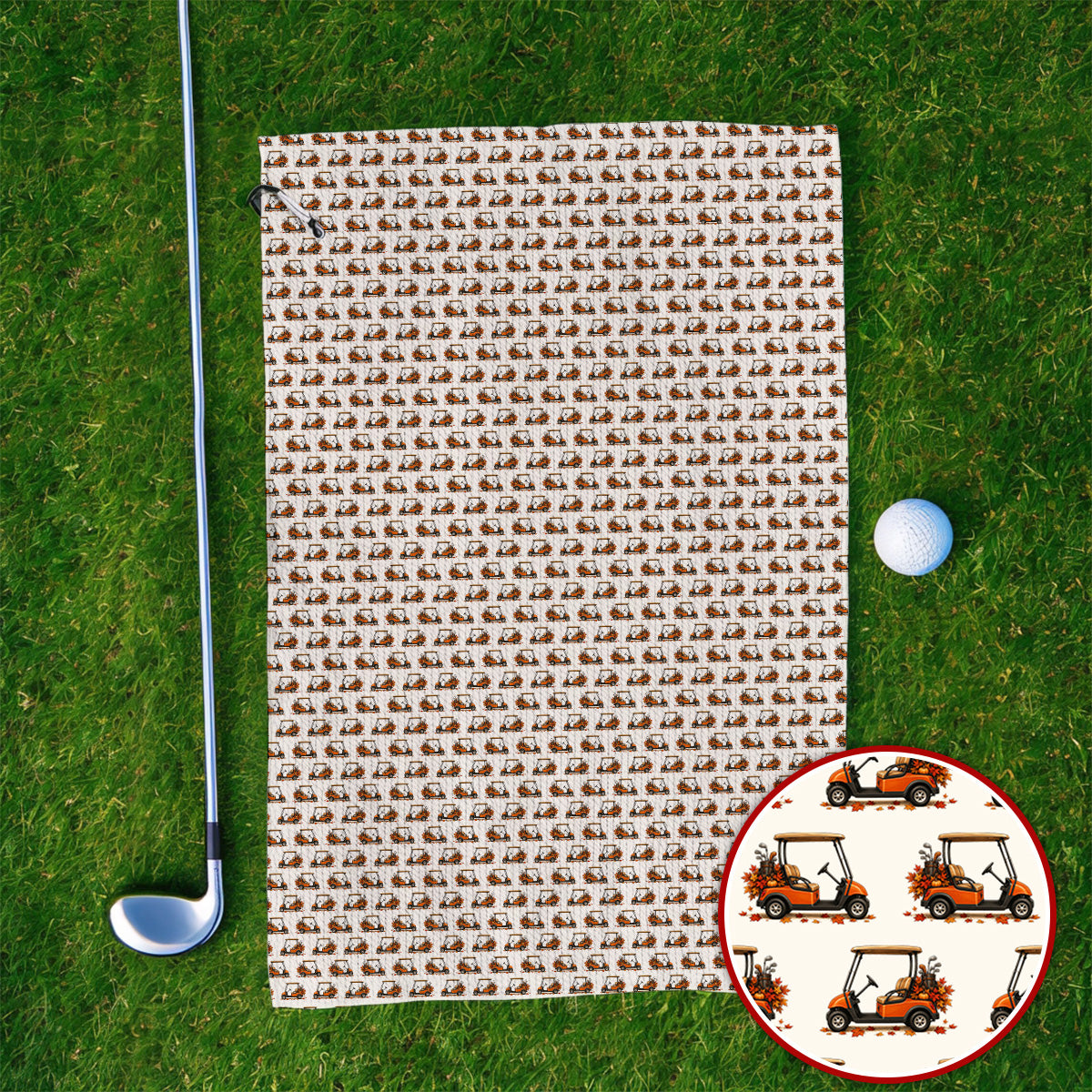 Fall Pattern Golf Towel, Autumn Golf Cart Towels, Funny Golf Gift For Golfer