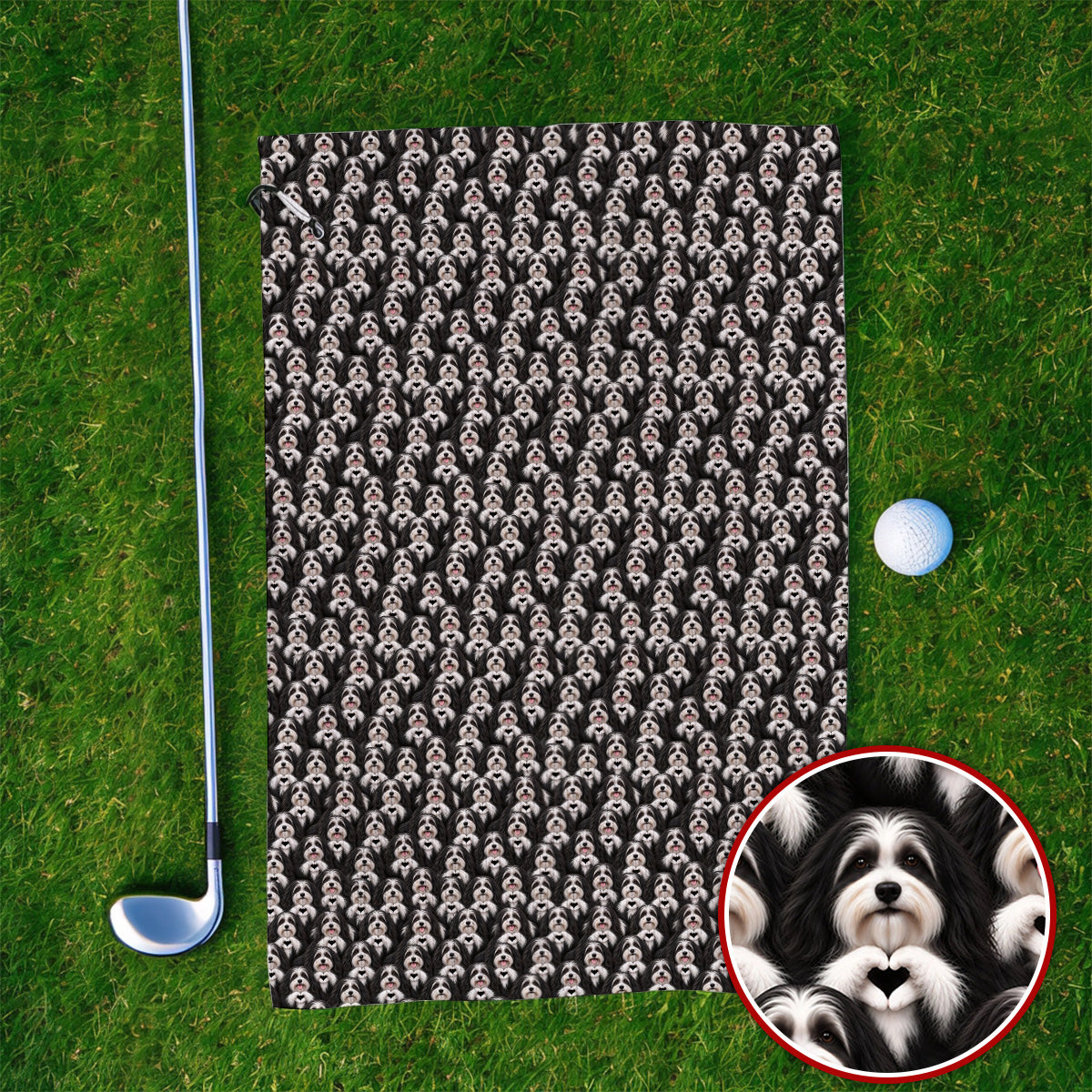 Havanese Dog Pattern Golf Towels, Cute Havanese Lover Golf Towel, Funny Dog Golf Gift For Golfers