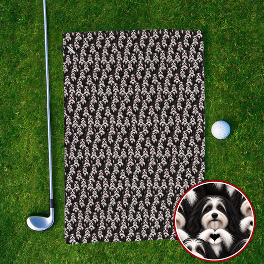 Havanese Dog Pattern Golf Towels, Cute Havanese Lover Golf Towel, Funny Dog Golf Gift For Golfers
