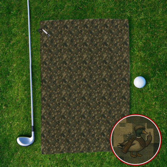 Duck Hunter Golf Towels, Funny Mallard Camo Pattern Towel, Unique Gift For Hunting & Golf Lovers