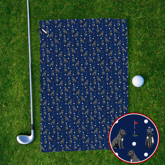 Funny Cane Corso Pattern Golf Towel, Black Cane Corso Golf Towels for Dog Lovers, Golf Gift for Golfers
