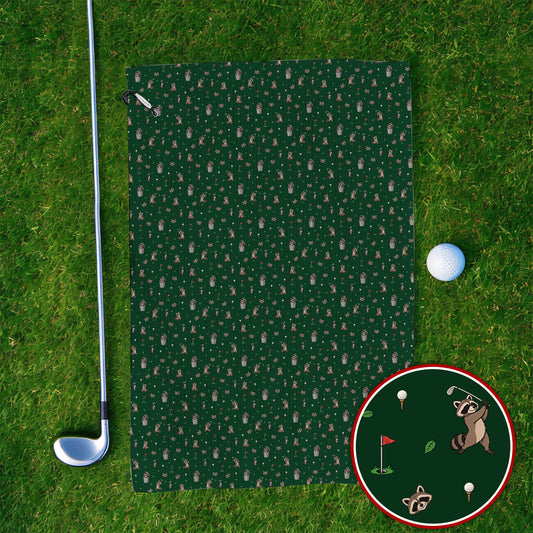 Raccoon Golf Towels, Playful Raccoon Golf Pattern Towel, Funny Animal Golf Gift for Golfer