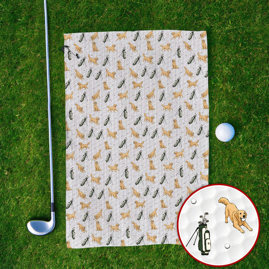 Funny Golden Retriever Pattern Golf Towel, Golden Retriever Golf Towels For Golfer, Dad Golf Gift