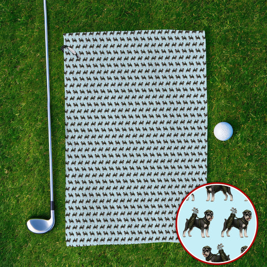 Miniature Schnauzer Golf Cart Towels, Funny Golf Schnauzer Pattern Golf Towel, Gift For Golf Lovers