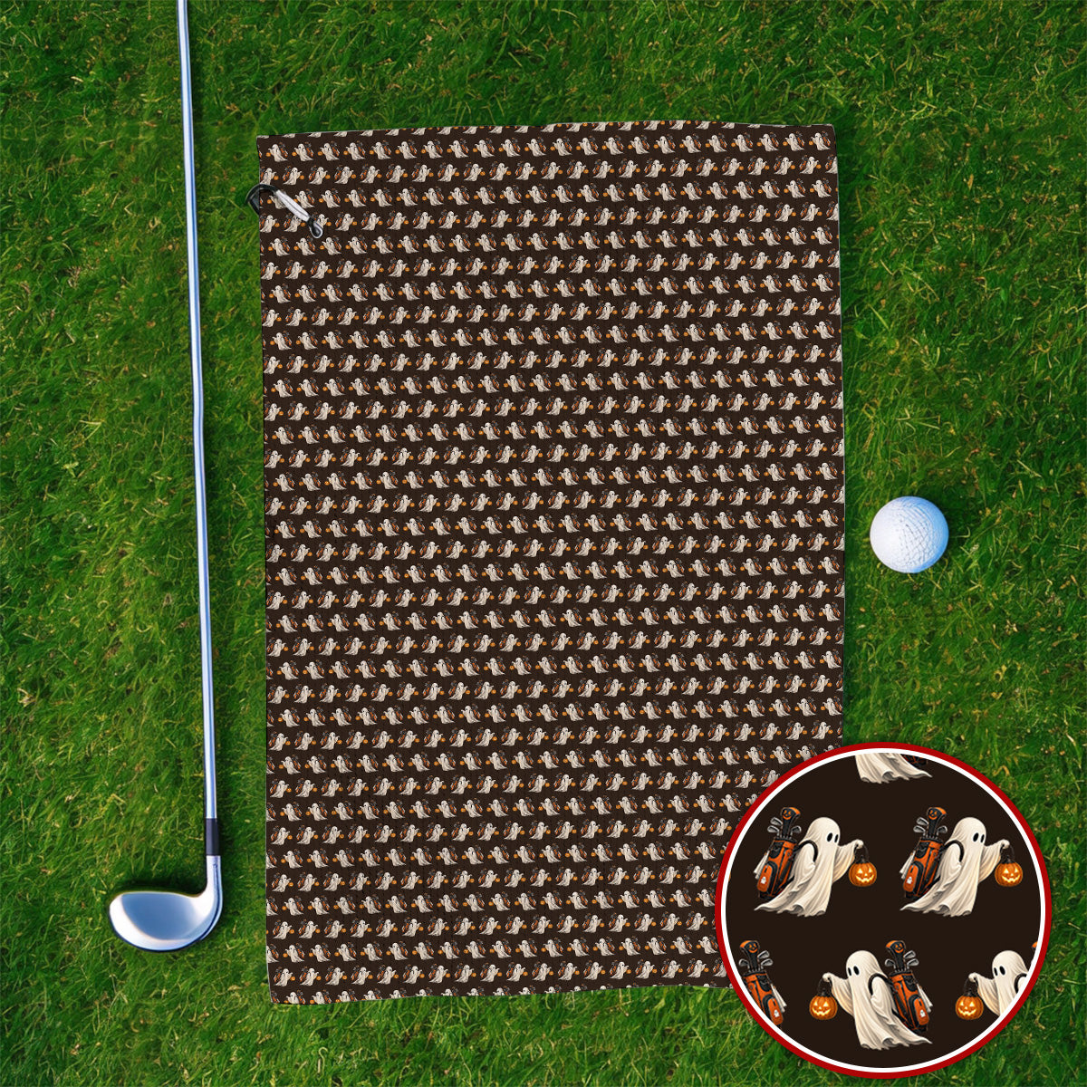 Halloween Golf Towels, Ghost Pattern Golf Towel, Spooky Golf Gift for Golf Lovers