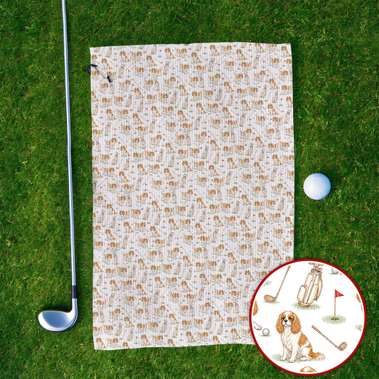 Crazy Cavalier King Charles Spaniel Golf Towel, Funny Cavalier Golf Towels, Golf Gift For Golfer