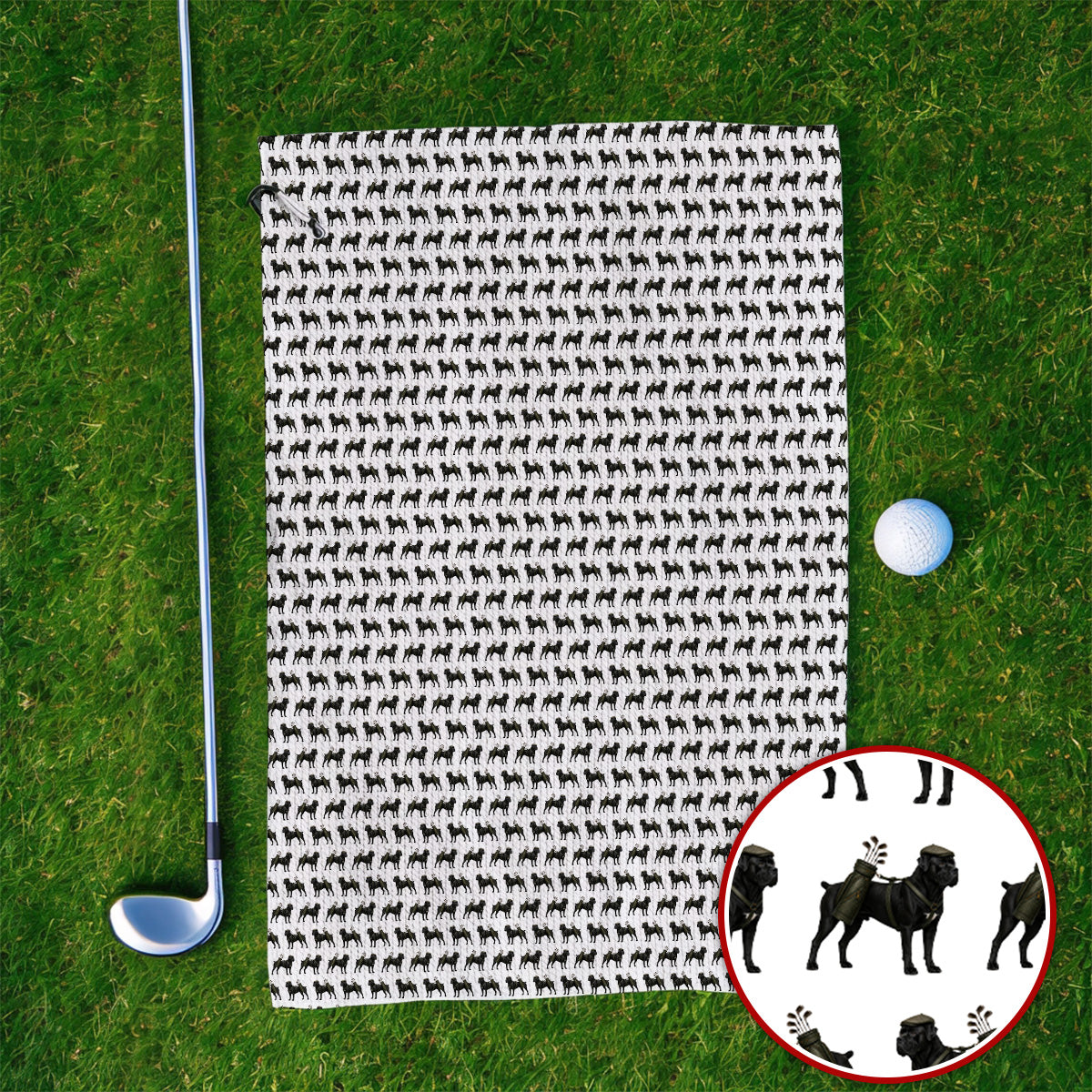 Cane Corso Pattern Golf Towels, Black Cane Corso Golf Towels for Dog Lovers, Crazy Golf Gift for Golfers