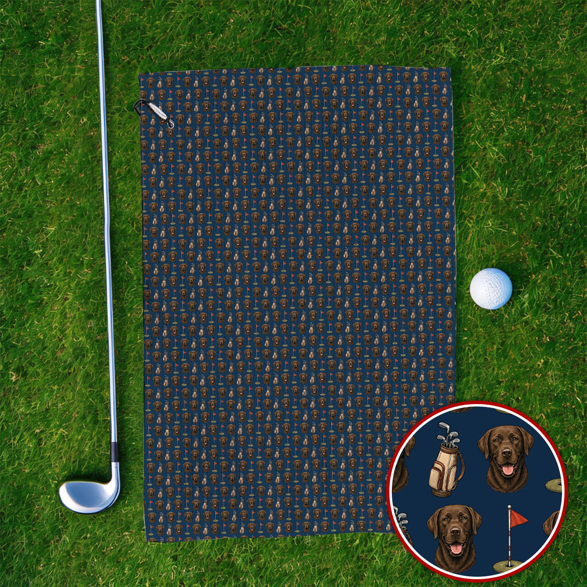 Chocolate Labrador Retriever Golf Towel, Funny Chocolate Lab Pattern Golf Towels, Dog Lover Golf Shirt