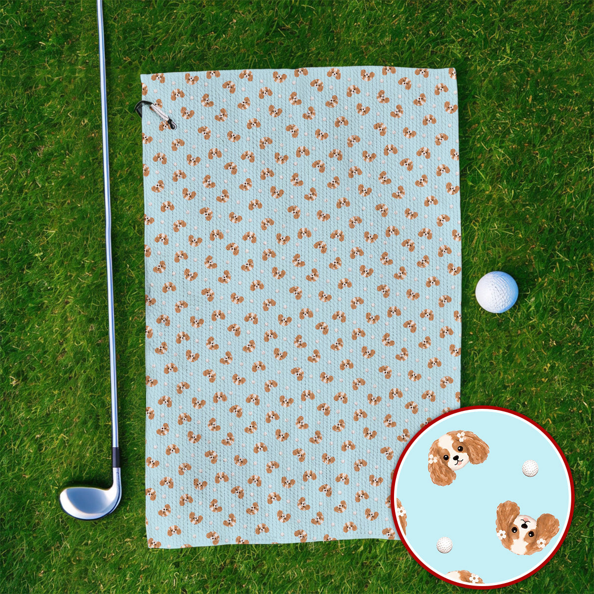 Cavalier King Charles Spaniel Golf Towels, Funny Cute Cavalier Pattern Golf Towel, Golf Gift For Golfer
