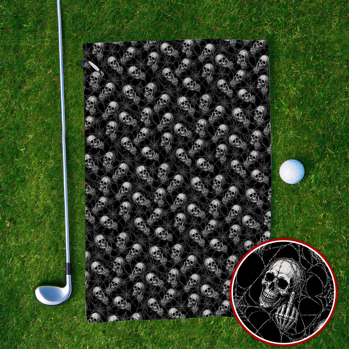 Crazy Skull Pattern Golf Towel, Skeleton Golf Towels, Unique Golf Gift For Golfer