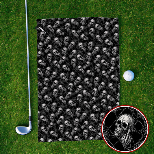 Crazy Skull Pattern Golf Towel, Skeleton Golf Towels, Unique Golf Gift For Golfer
