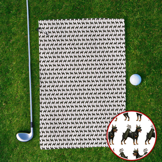 Doberman Golf Towels, Crazy Doberman Pattern Golf Towel, Dog Lover Golf Gift