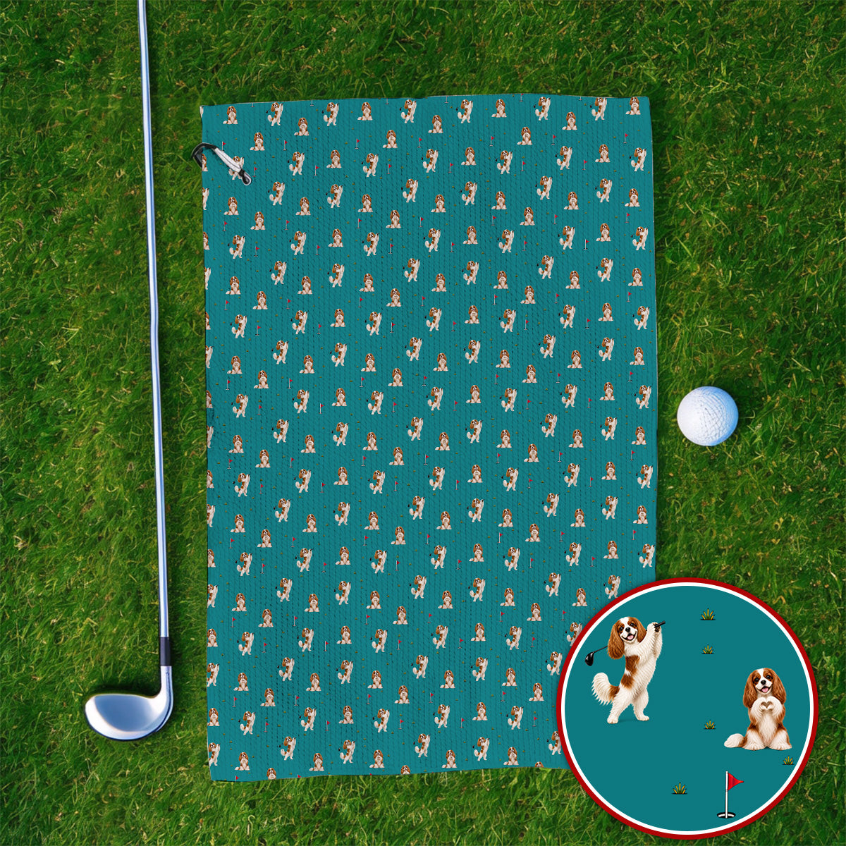 Funny Cavalier King Charles Spaniel Golf Towel, Funny Cavalier Golf Towels, Golf Gift For Dog Lovers