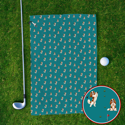 Funny Cavalier King Charles Spaniel Golf Towel, Funny Cavalier Golf Towels, Golf Gift For Dog Lovers