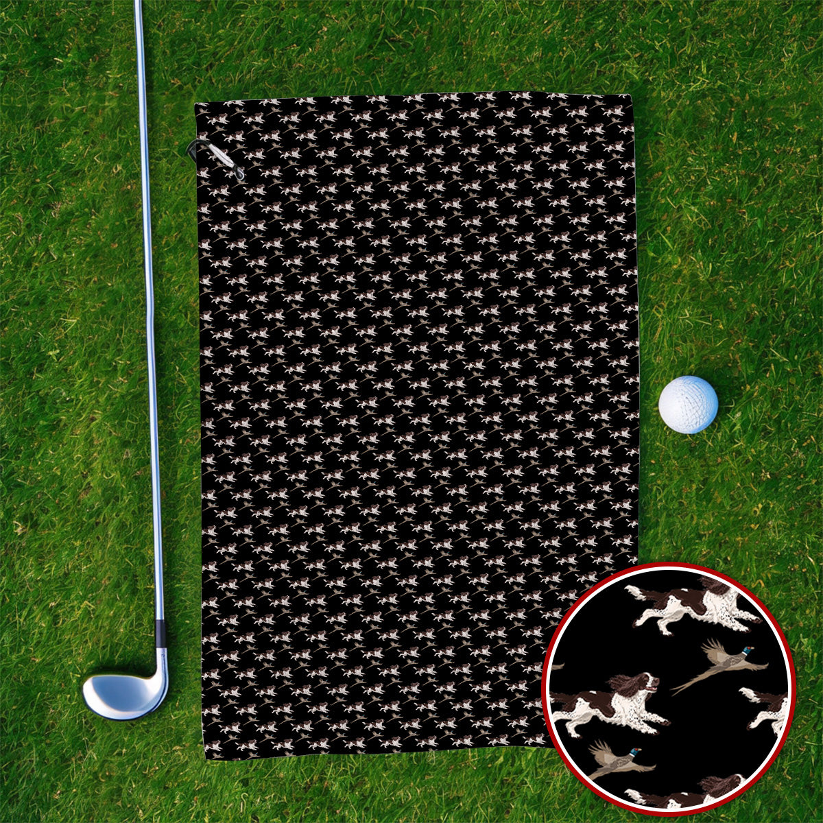 English Springer Spaniel Golf Towels, Crazy Dog Pattern Golf Towel, Golf Gift For Golfers
