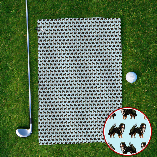 Funny Bernese Mountain Golf Pattern Towels, Bernese Golf Towels For Dog Lover, Golf Gift For Golfer