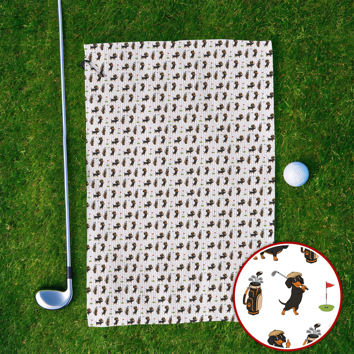 Dachshund Golf Towels, Funny Wiener Dog Pattern Golf Towel, Doxie Lover Golf Gift