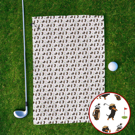 Dachshund Golf Towels, Funny Wiener Dog Pattern Golf Towel, Doxie Lover Golf Gift