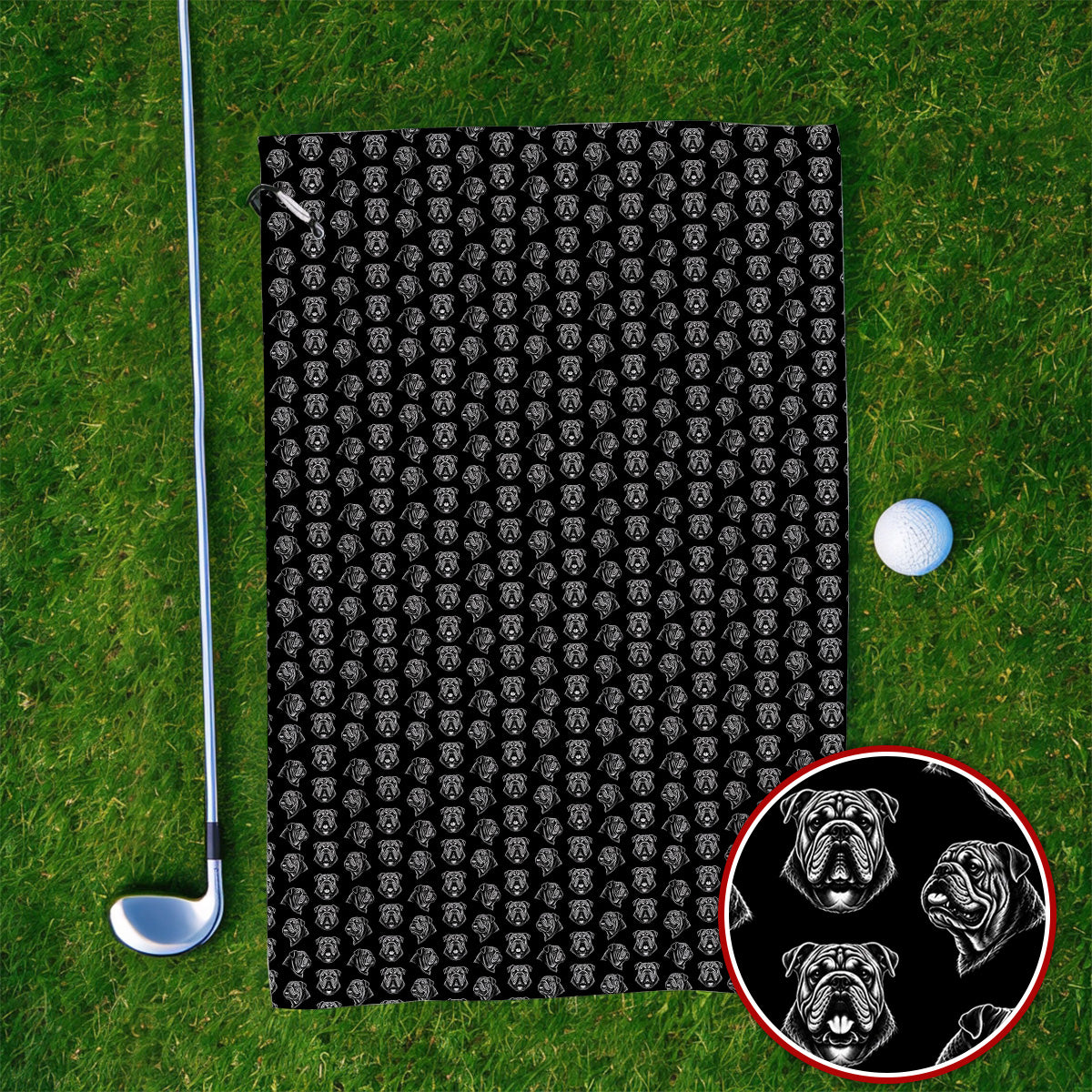 English Bulldog Golf Pattern Towels, Bulldog Golf Towel, Crazy Golf Gift For Golfers