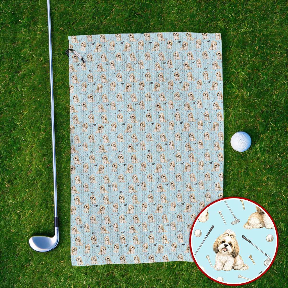 Shih Tzu Golf Towel, Cute Shih Tzu Pattern Golf Towels, Crazy Golf Gift For Golfer