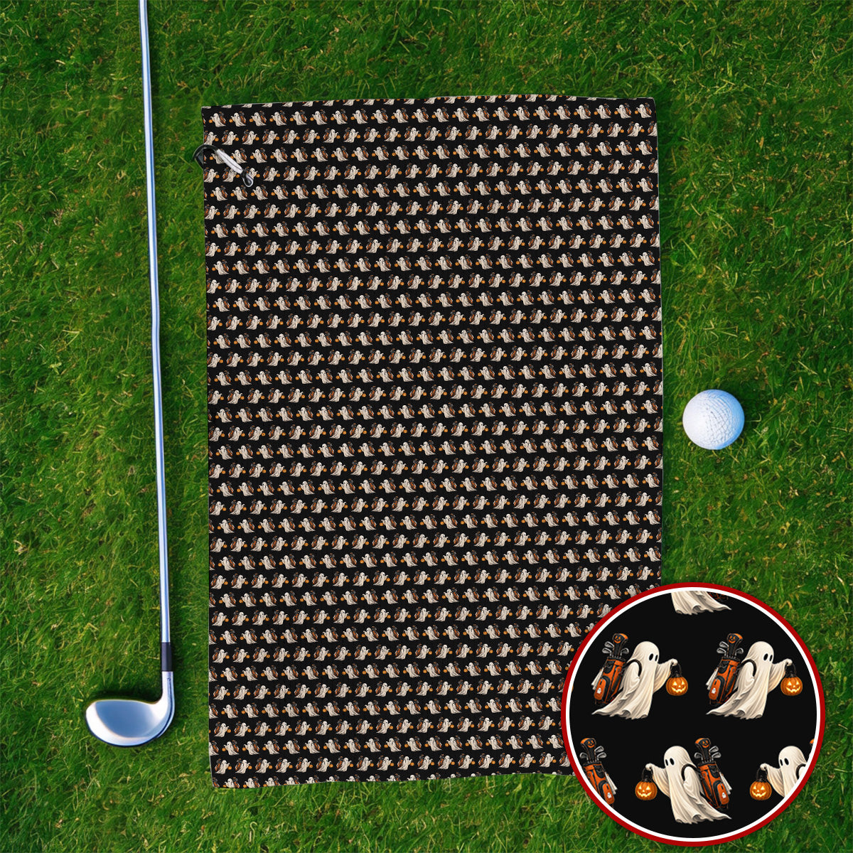Halloween Golf Towels, Ghost Pattern Golf Towel, Spooky Golf Gift for Golf Lovers