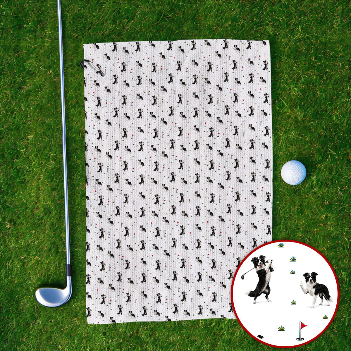 Border Collie Golf Towel, Border Collie Pattern Golf Towels For Golfer, Funny Golf Gift For Dog Lover