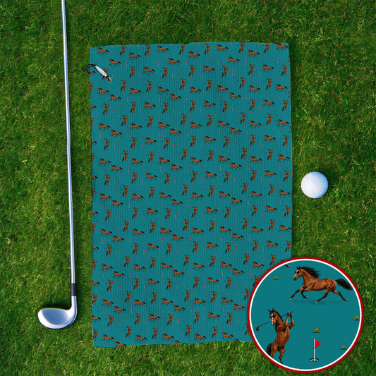 Crazy Horse Golf Pattern Towel, American Quarter Horse Golf Towel, Western Horse Gift for Golfers