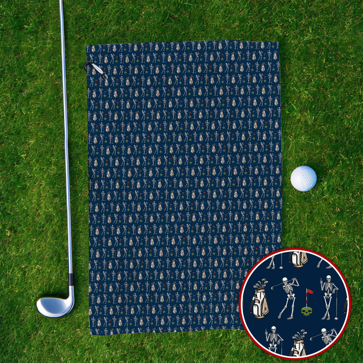 Skeleton Pattern Golf Towel, Funny Skeleton Golf Towels, Golf Gift For Golfer