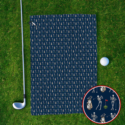 Skeleton Pattern Golf Towel, Funny Skeleton Golf Towels, Golf Gift For Golfer