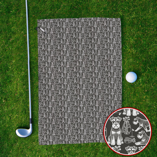 Miniature Schnauzer Golf Towels, Retro Schnauzer Golf Towel, Crazy Golf Gift For Golfer