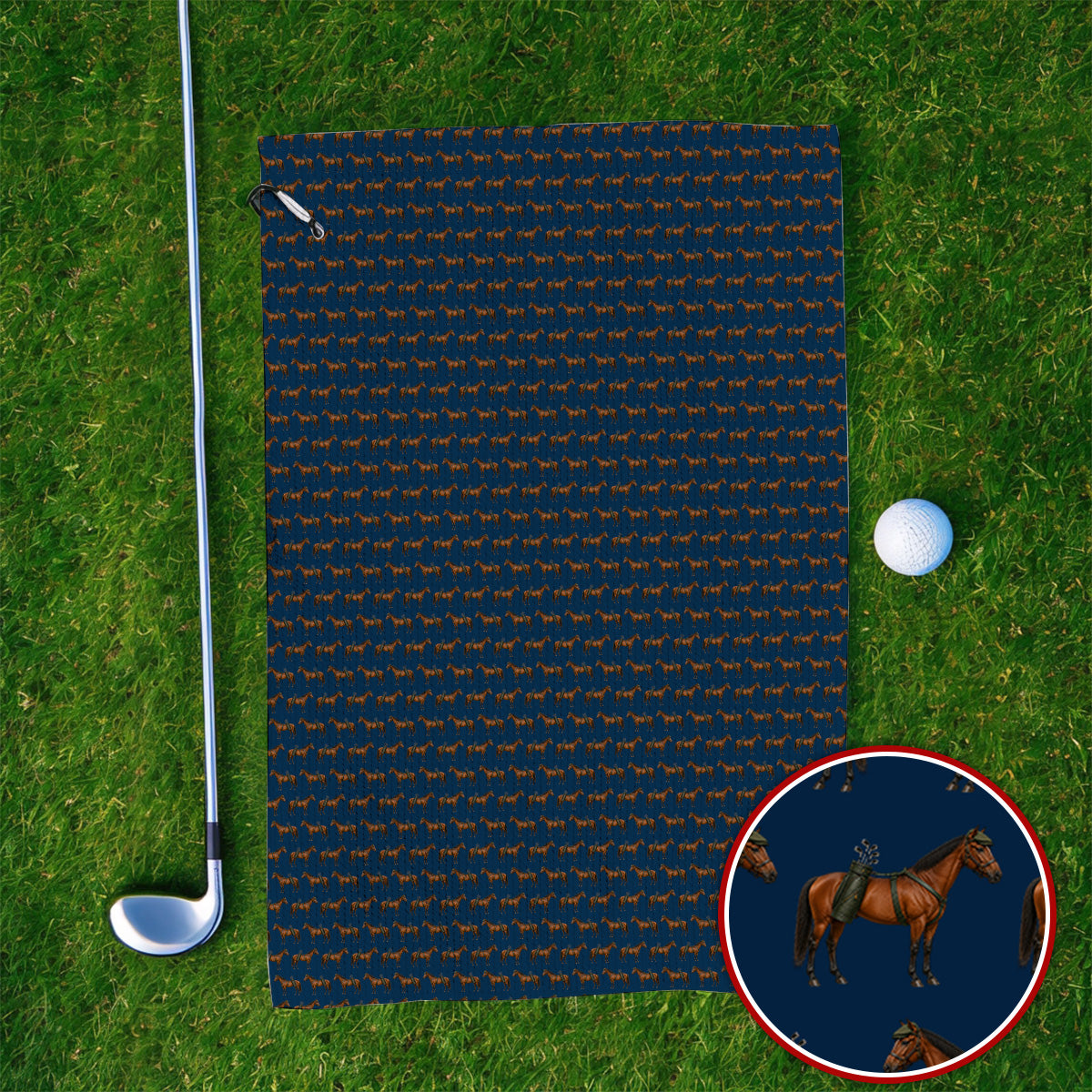 American Quarter Horse Golf Towels, Crazy Horse Pattern Golf Towel, Western Horse Gift for Golfers