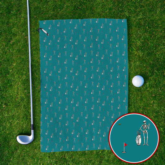 Funny Skeleton Golf Towels, Skeleton Pattern Golf Towel, Golf Gift For Golfer