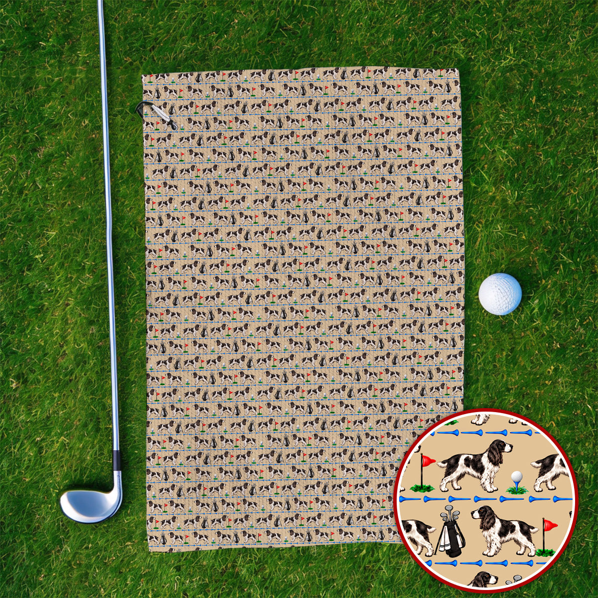 English Springer Spaniel Golf Towels, Crazy Pattern Golf Towel For Dog Lovers, Golf Gift For Golfer
