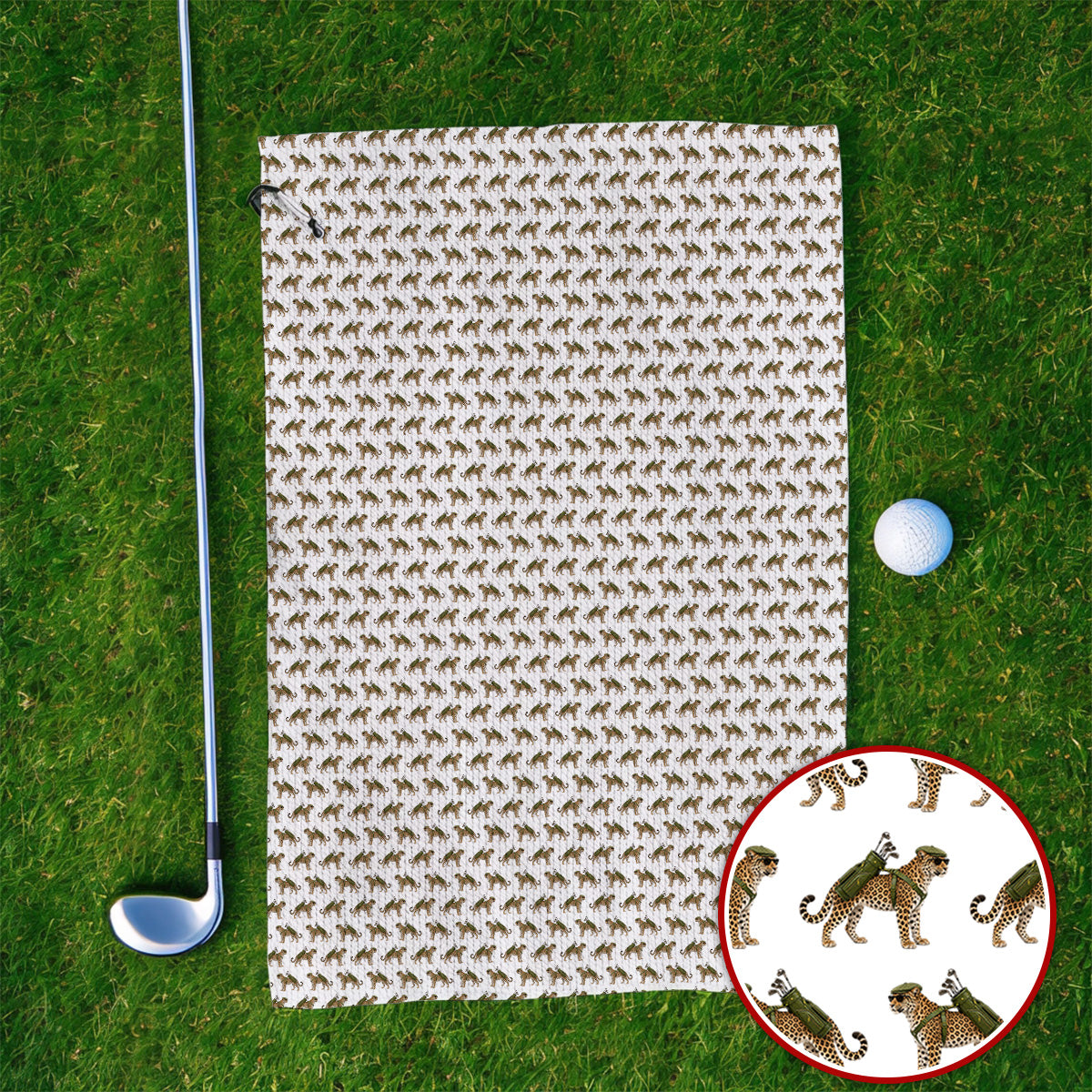 Leopard Golf Towels, Leopard Golf Pattern Towel, Funny Golf Gift For Golfers