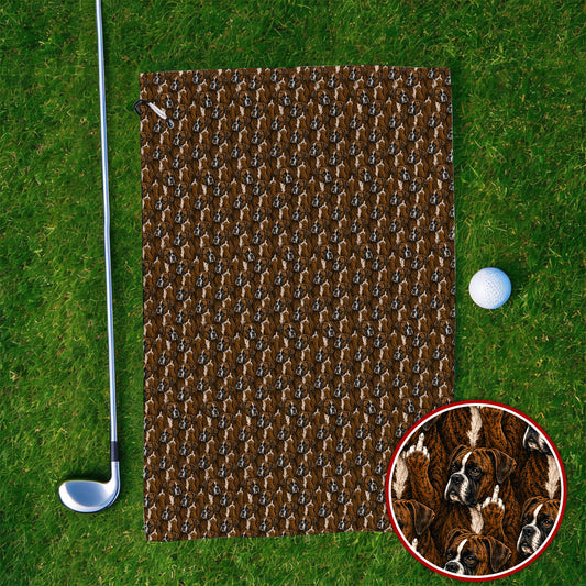 Boxer Middle Finger Golf Towel, Funny Boxer Pattern Golf Towels for Golfer, Golf Gift for Dog Lovers