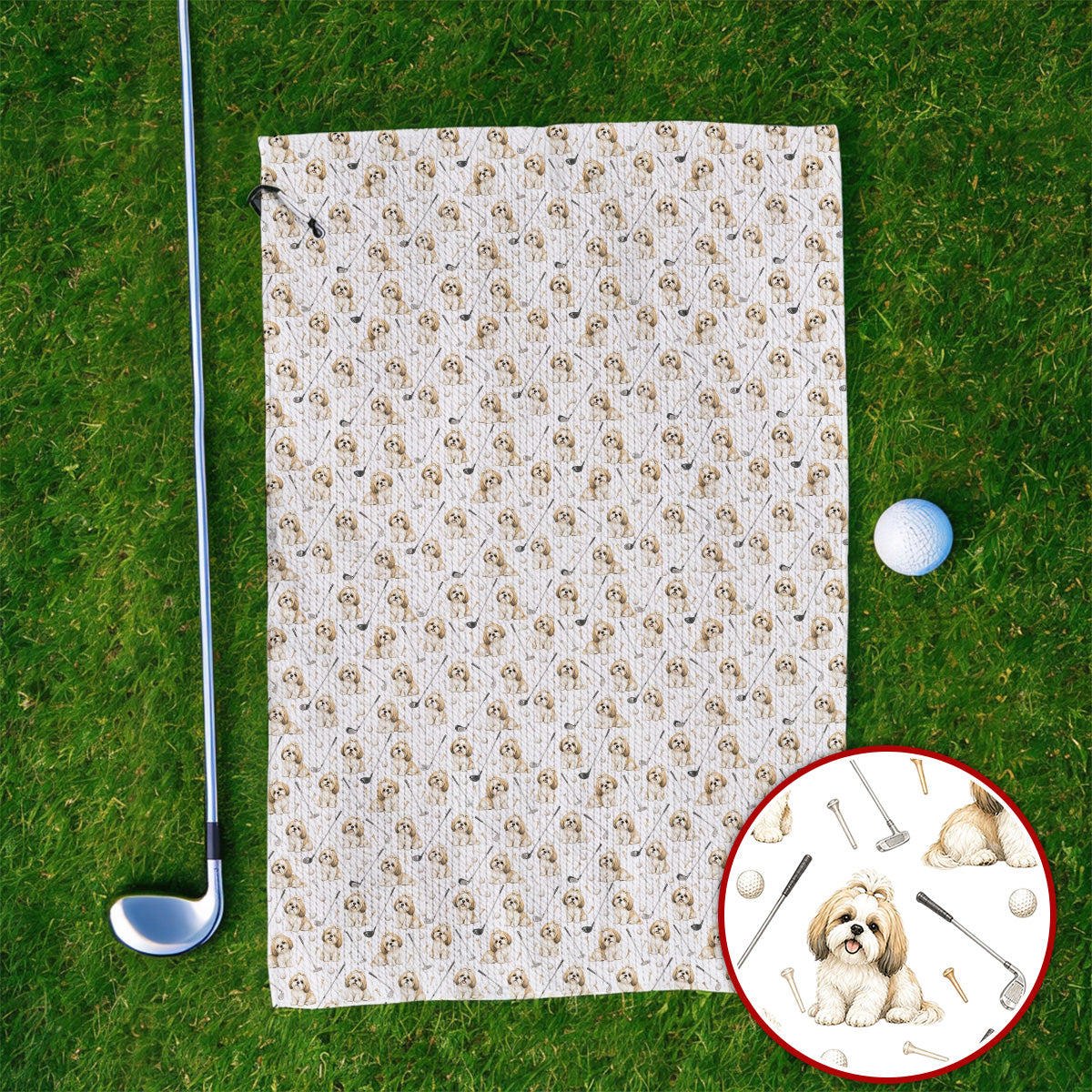 Shih Tzu Golf Towel, Cute Shih Tzu Pattern Golf Towels, Crazy Golf Gift For Golfer